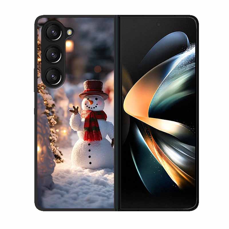Christmas Case For Samsung Galaxy Z Fold 6 5 4 3 Cover Fold5 Fold4 Lovely Black Hard Plastic PC Cover For Galaxy Z Fold5 5G Case