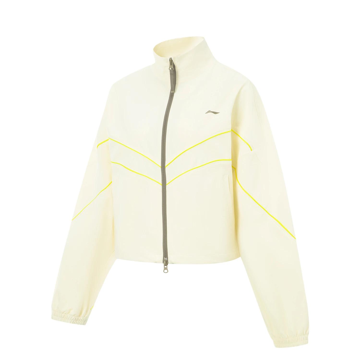 

Li Ning Однотонная куртка-ветровка с воротником-стойкой на молнии, универсальная, повседневная, женская верхняя одежда AFDV690-1 S