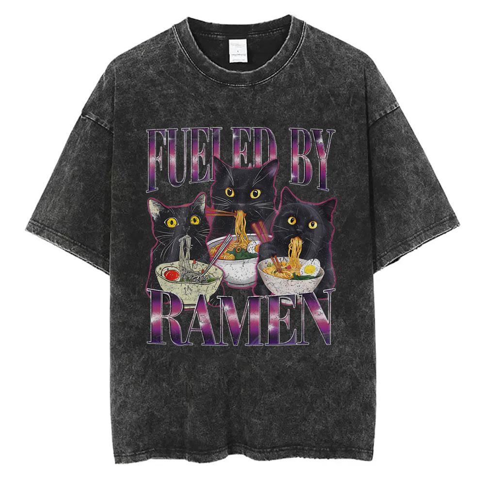 Lesbiche Mangiano Cosa Magliette Lavate Vintage Unisex Casual Cotone Retro Manica Corta Magliette Uomo Donna Carino Divertente Gatto Meme Maglietta