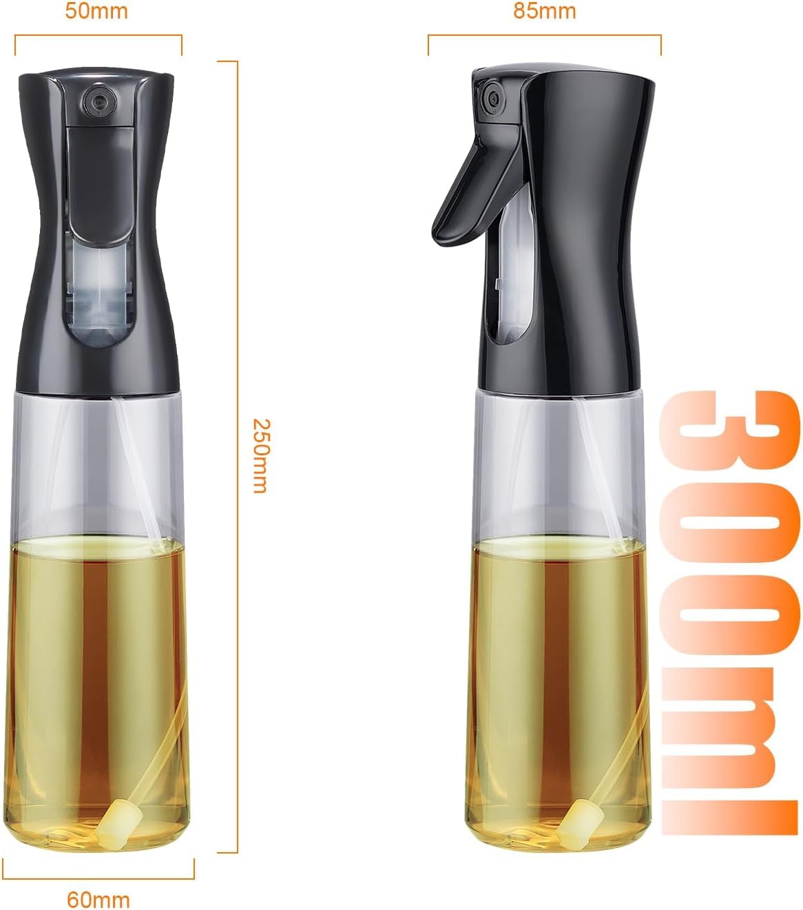 300ml Oil Spray Bottle - Borosilicate Glass, Drip-Free