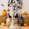 3 Pcs Halloween Wooden Tassel Beads Pendant Gnome Pumpkin Bat Ghost Wall Hanging Ornaments For Home Tiered Tray Decoration Props