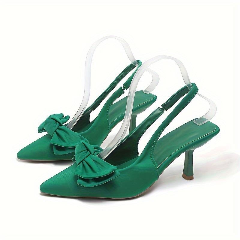 Baotou Sandals Women Sandals High Heels Bow Pointed Head Shallow Mouth Thin Heel Back Trip Strap Single Shoes Women