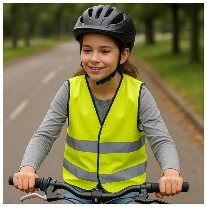 Veste Fluo Sans Manches Enfant Taille Unique 8 à 12 Ans avec Bandes Réfléchissantes 51 x 57 cm
