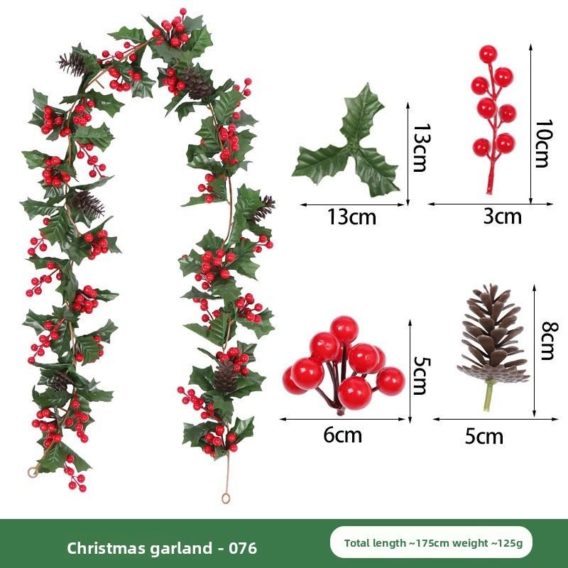 Christmas Simulation Red Fruit Vine With Artificial Pine Needles For Holiday Home Decor