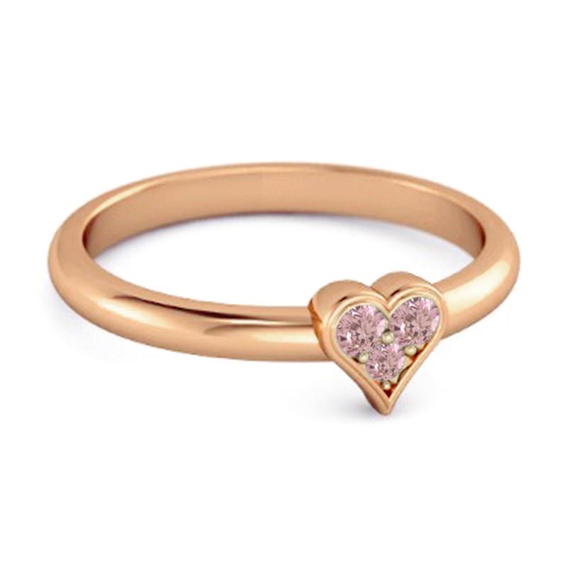 Pink Topaz Heart Cluster Women Wedding Ring  - 925 Sterling Silver Rose Gold Vermeil