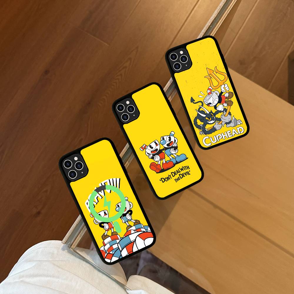 Cute Cuphead Magnetic Matte Phone Case For IPhone 16 17 15 14 13 12 11 For Magsafe Wireless Charge Cover