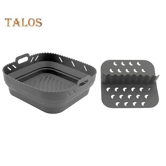 Silicone Air Fryer Liner Set Square with Mittens Dividers Oil Brush Food Clip Reusable Heat Resistant Easy-Clean Baking Mold for Multi-Ingredient