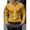 Men's Casual Geometric Print Long Sleeve Shirt - Breathable Button-Up Collared Shirt for Spring & Fall