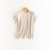 Yangzi Yarn Women's 100% Combed Wool Knit Vest T-Shirt - Short Sleeve, Round Neck, Summer Layer Top