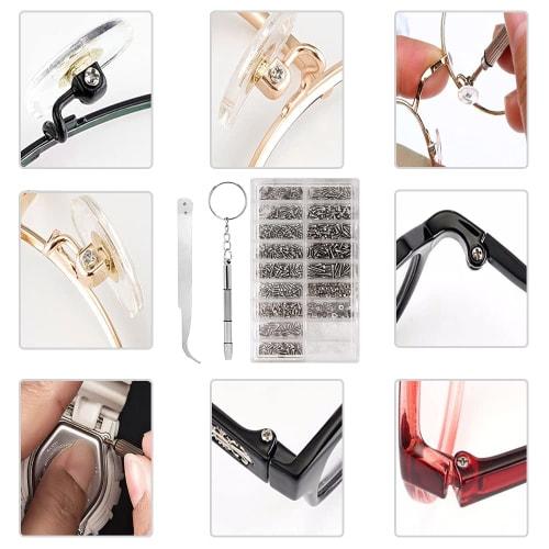 1000-Piece Stainless Steel Machine Screw Kit with Nuts and Screw Replacement Kit for Glasses, Watches, and Computers
