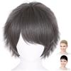 CaseEden Cosplay Wig, Premium Stylish Short, Dark Gray/Ash Gray, 6107