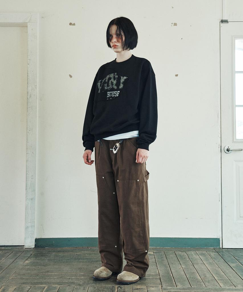 THEVINYLHOUSE Stitch Double Knee Pants Brown