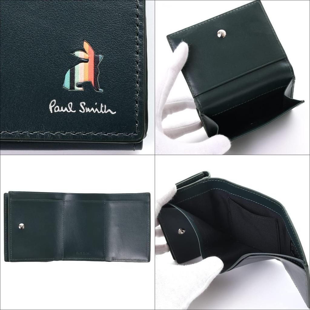 Paul Smith Personalized Mini Marquetry Stripe Rabbit Small Coin Cowhide 873920 Dark Tri-fold Wallet, Wallet, Pattern, Purse, Leather, P654/BPS654 (No