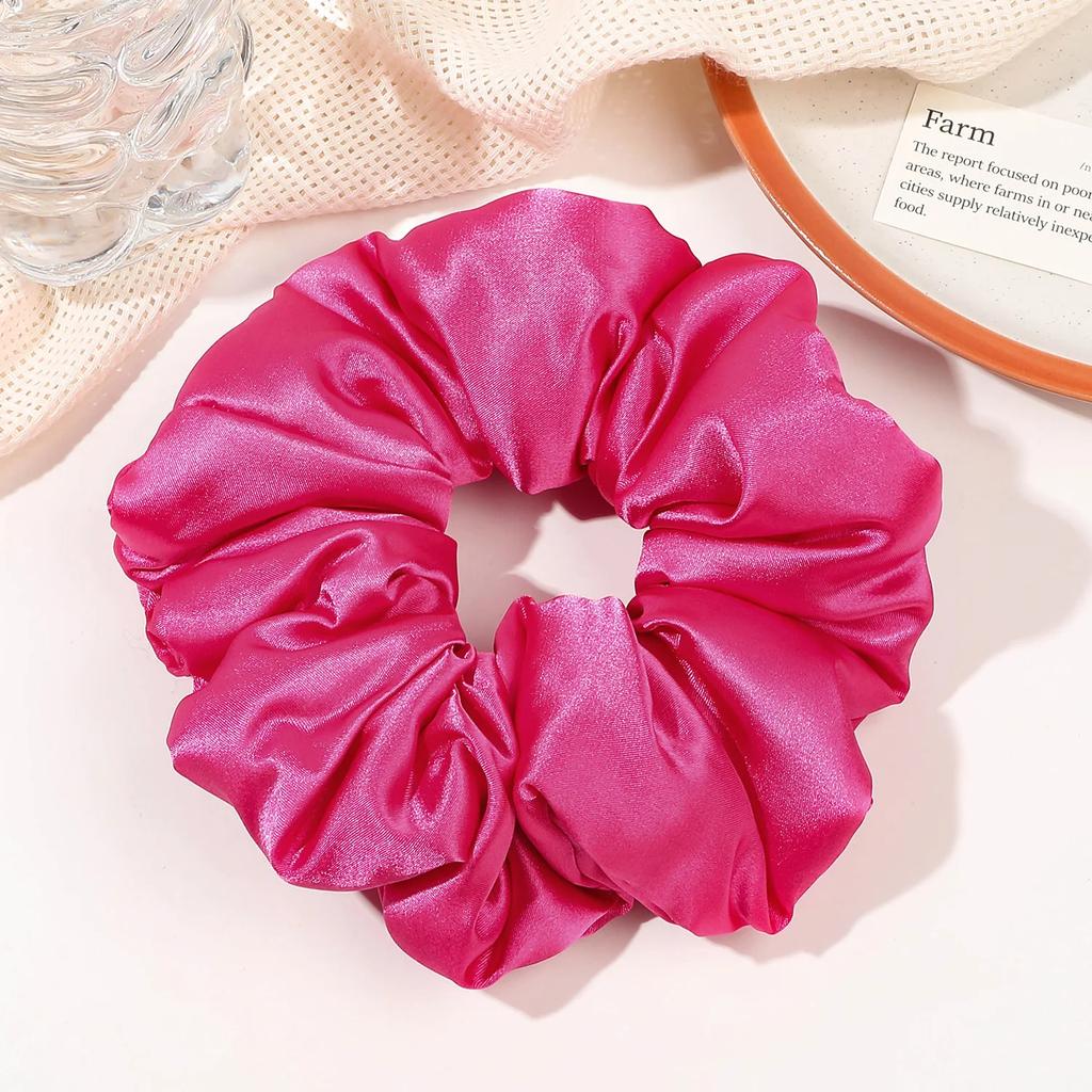 Weiches Kissen Elastisches Haarband Scrunchie für Frauen Luxus Design Große Blume Gefüllt Baumwolle Einfarbig Satin Pferdeschwanzbinder Accessoires
