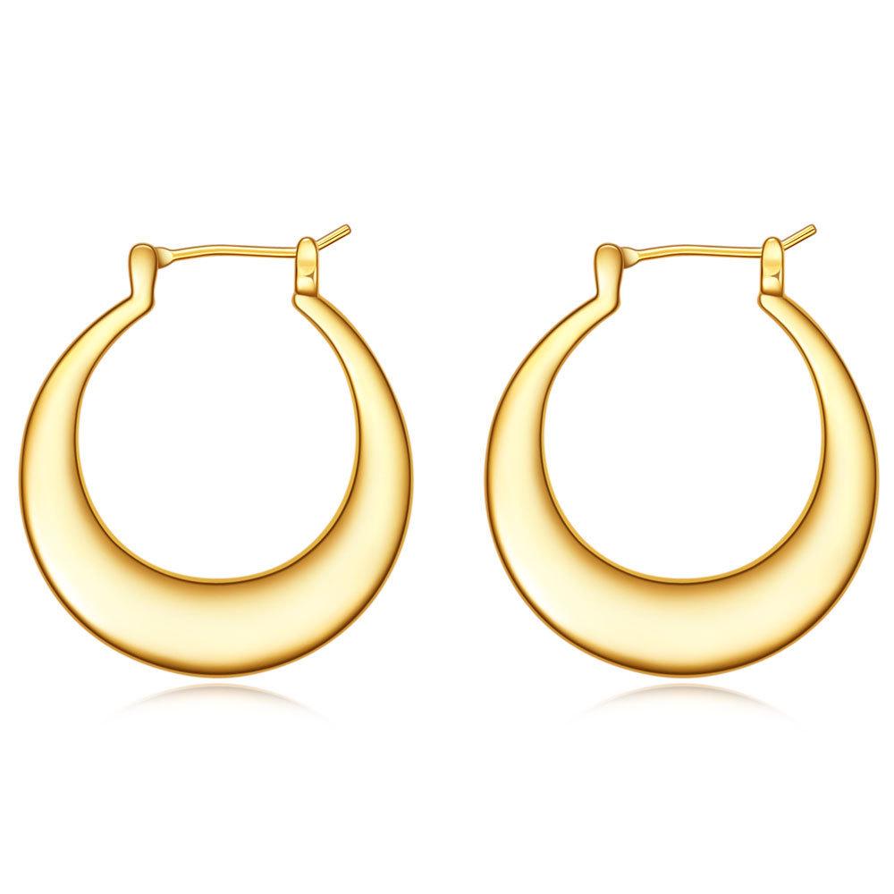 18K Gold Stainless Steel Semi-Circular Women s Earrings - Fashionable, Stylish & Simple Design золотой
