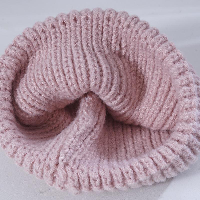 Hat Women's Winter Warm Knitted Hat Windproof and Cold-proof Wool Hat