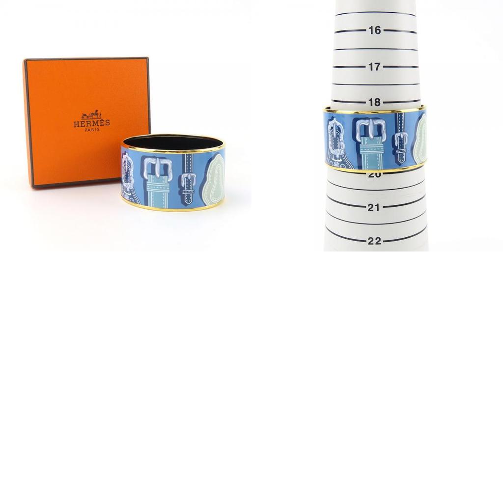 Used HERMES Bracelet Emile TGM Metal 65.5g Blue Multicolor Bangle