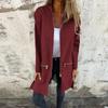 Women Elegant Vintage Fashion Long Sleeve Jackets Autumn Winter Casual Loose Zippers Solid  Hooded Coats
