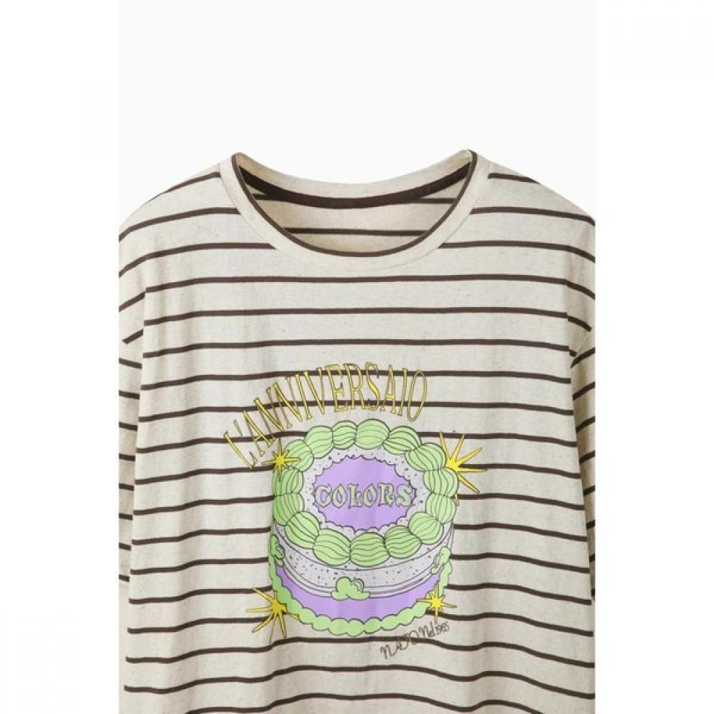 Benetton ShorT Sleeve T shirT prinTing sTripe baTs99631