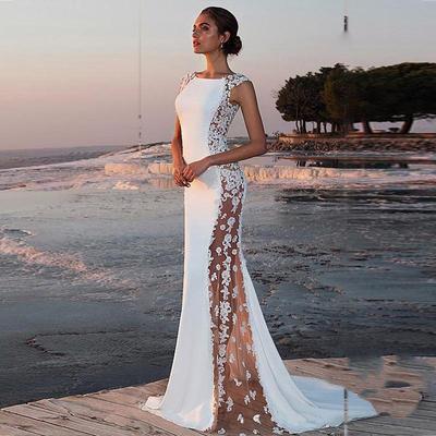 2026 New Women's Lace Trim Maxi Evening Gown with Cut-Out Detail, Sexy Vacation Dress with Train for Wedding & Party