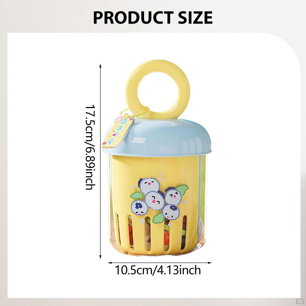 2 In 1 Draining and Preservation Basket Fruit Handle Leakproof Forks Salad Storage