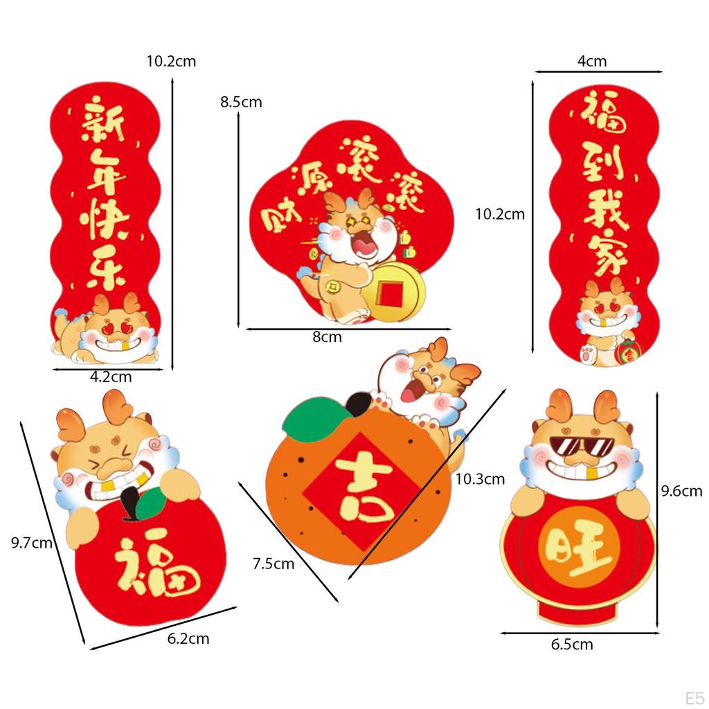 6x Chinese Year Refrigerator Magnets for Party Supplies Home Locker