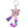 Resin Purple Stone 26 Alphabet Keychain Letter Pendant Backpack Hanging Ornament Classic Retro Practical Durable Bag Charm For Daily Use