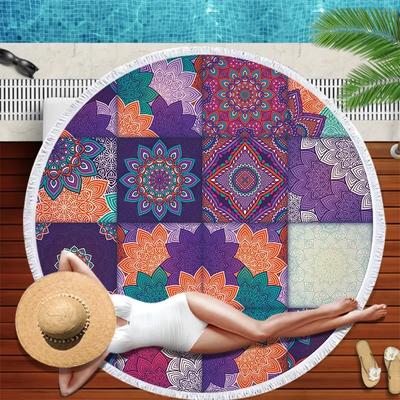 Microfiber Round Beach Towel Mandala Tapestry Beach Towel Bohemian Yoga Mat Swimming Bath Towel Chiffon Tapestry Wall Hanging