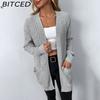BITCED Autumn/Winter Women's Knitwear Solid-Colour Pocket Cardigan Sweater