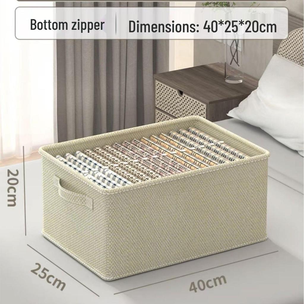 Fabric Drawer-Style Wardrobe Storage Box with Lid for Clothes and Pants