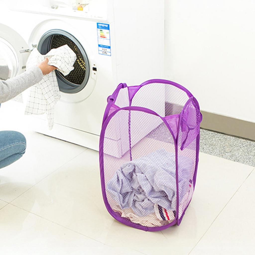 Foldable Hand-Held Laundry Basket Dirty Clothes Storage Grid Basket Household Organizer for Clothes Home Storage Toy Basket