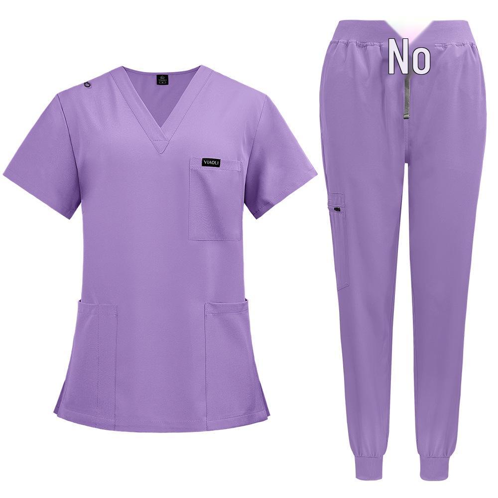 Unisex Quick-Dry Short-Sleeve Scrub Suit: Medical Two-Piece Set for Nurses and Hospital Staff