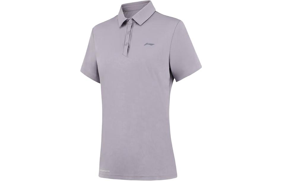 Li Ning Polo Shirts Women s Purple Polo Collar Moderate Straight Fit APLT082-2 XL
