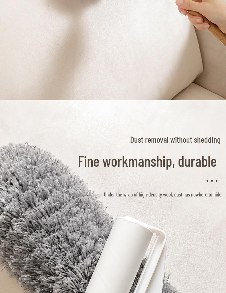 Retractable Wool Static Electric Feather Duster - Extended Cleaning Tool