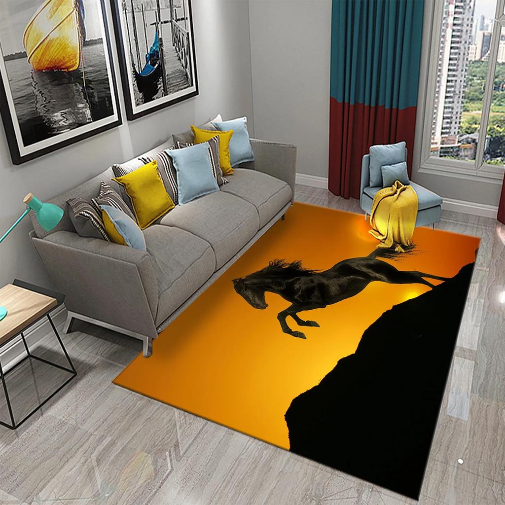 3D Horses Carpet Running Animal Carpet for Bathroom Entrance Door Mat Living Room Kitchen Non-Slip Carpet Bedroom Doormat Rugs