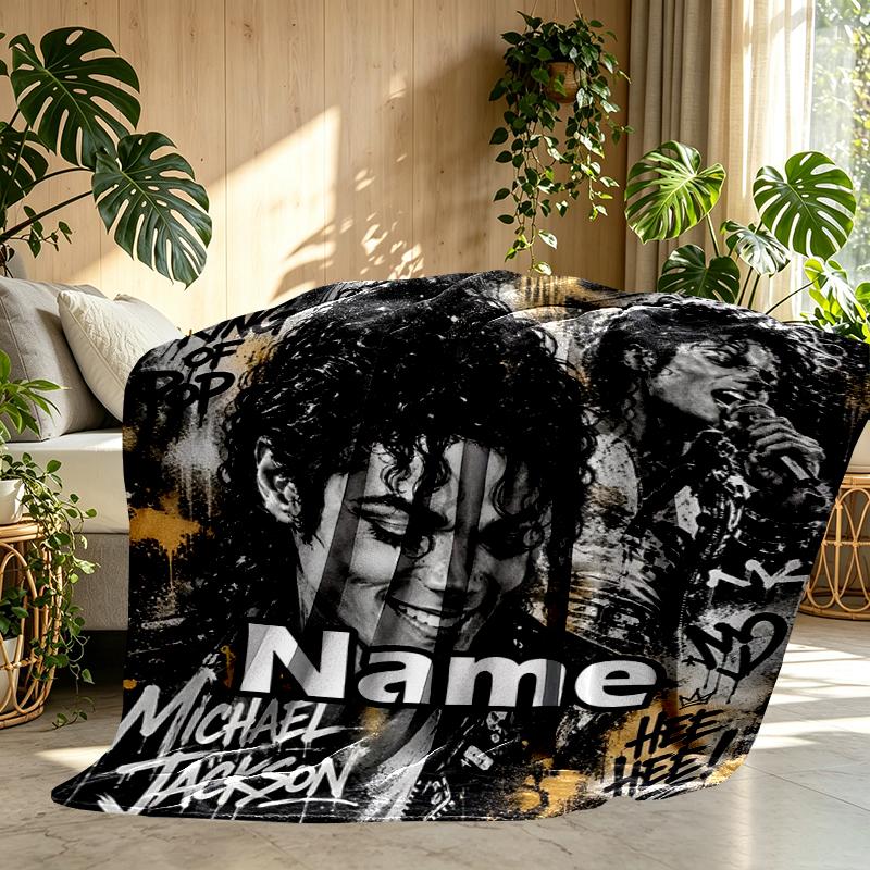 Custom Name Personalized Michael Jackson Print Blanket, Home Decor, Bedroom, Sofa, Camping, Couch, Gifts for Birthday Christmas