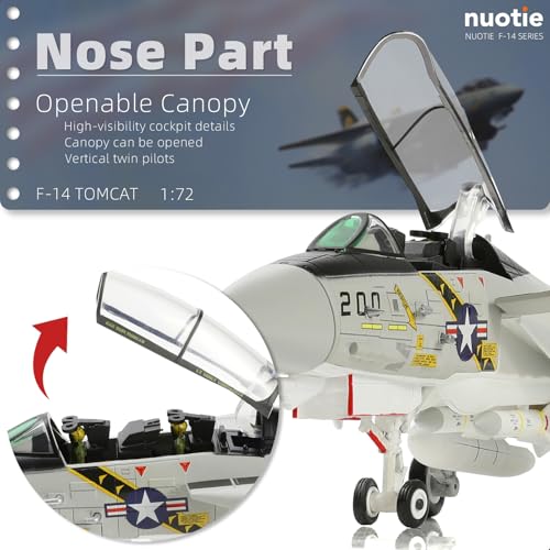 NUOTIE 1:72 US Navy F-14 Tomcat Alloy Model VF-84 Jolly Rogers Fighter Diecast Aircraft Military Display Model, Fully Assembled