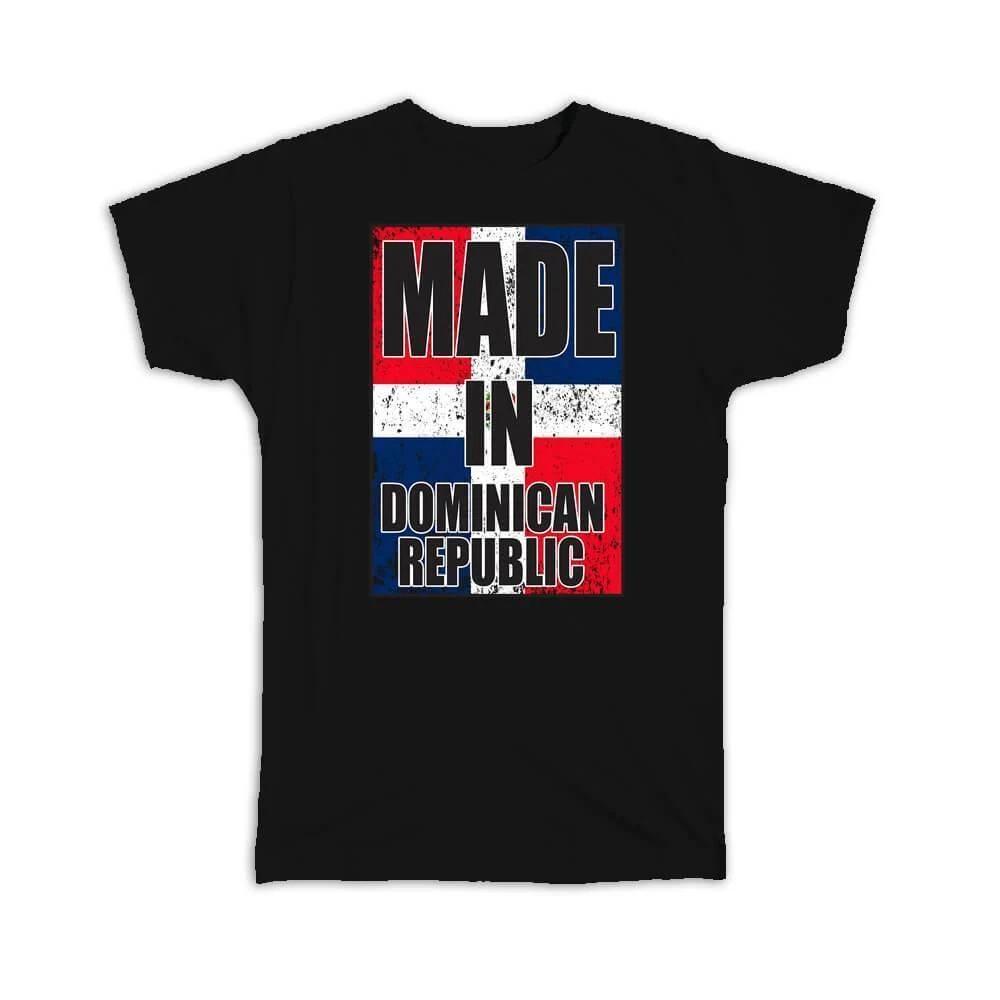 Gift T-Shirt : Made In Dominican Republic Flag Retro Artistic Expat Country M