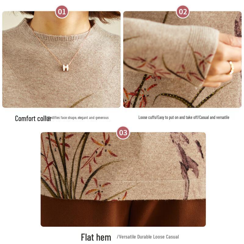 Damen 100% Merinowolle Warmer Winterpullover