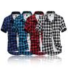 Mens Short Sleeve Lattice Plaid Painting Large Size Casual Top Blouse Shirts,men Blouse
