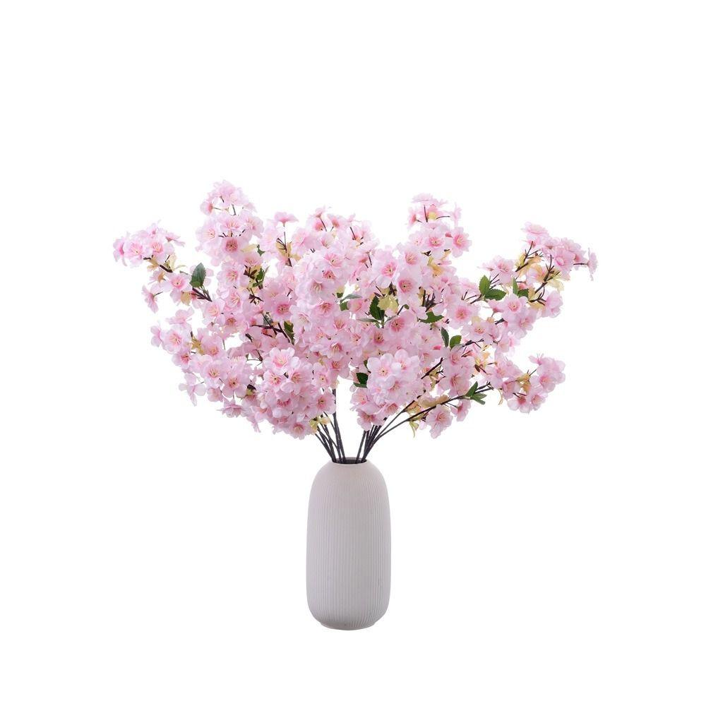 Real Touch Artificial Peach Blossom Branch Plastic Fake Flower  Home Office Decor