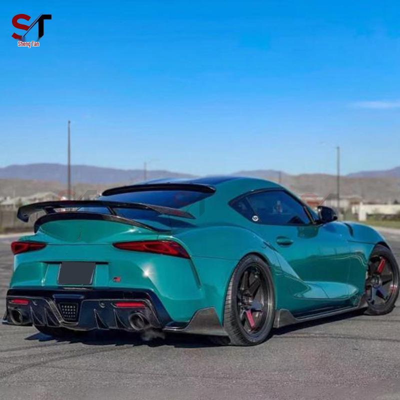 Compatible with Toyota Supra A90/A91 Carbon Fiber AG Style Body Kit: Front Lip, Rear Lip, Side Skirts, Tail Wing.