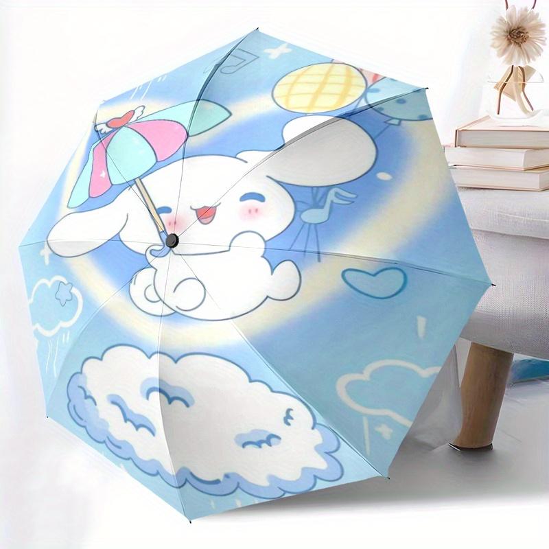 1pc Happy Cinnamoroll Sanrio Cartoon Umbrella, Portable 3-Fold Compact Umbrella, Suitable for Camping, Hiking and Travel, Ideal Easter Birthday Gift f