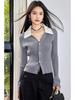 Women's Blue Slim Fit Heart Knit Sweater - Fashionable Commute Top