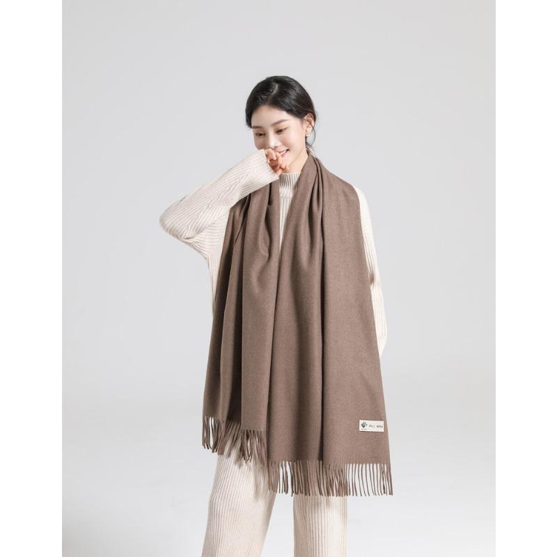 Wool Scarf Women's Autumn and Winter Thickened Red Cashmere Scarf Solid Color Versatile Shawl Dual Purpose Red Scarf