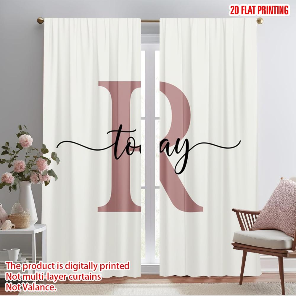 

2pcs 2D flat printing Curtains Large R letter calligraphy today Fabric Without Electricity 0 for Yard & Garden No Power Needed 52.50×116.00 CM 2pcs