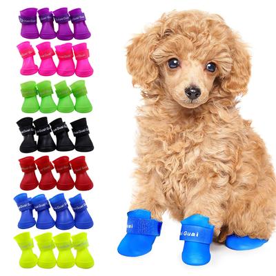 4.5CM 4pcs Shoes Waterproof Rain Boots Pet Shoes For Dog Puppy Rubber Boots Candy Color Non-slip Puppy Shoes Pet Products