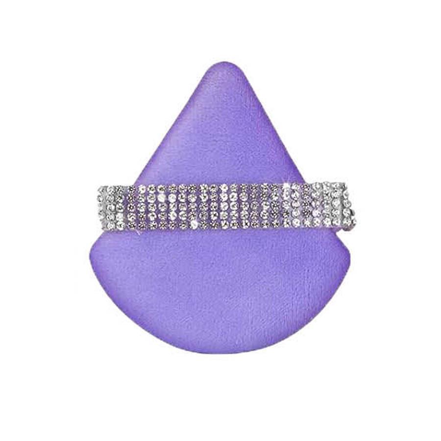 Kristalfluweel Witte Driehoekige Poederkwast met Zilveren Diamantlint – Superzachte Make-up Accessoire