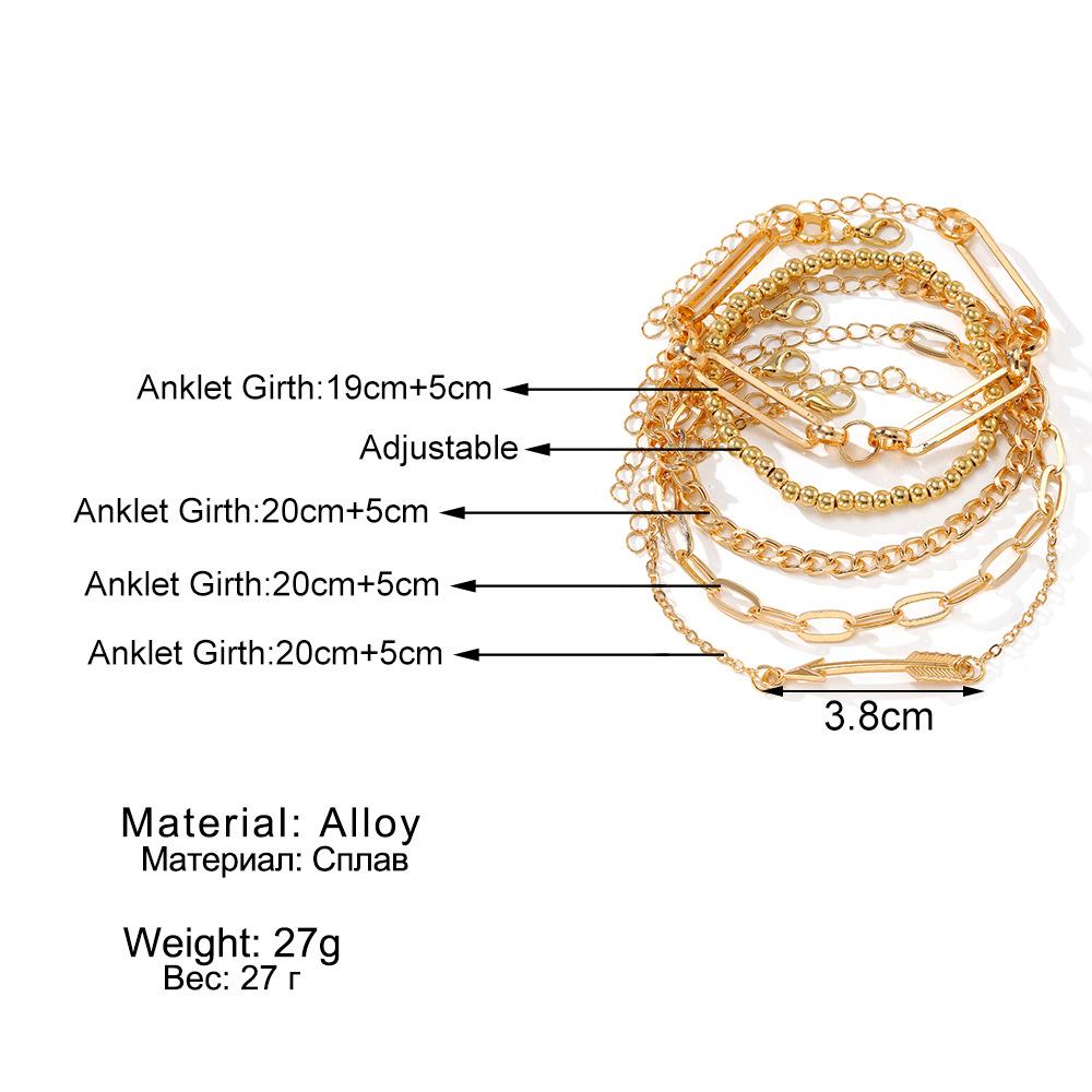 Suitable For Daily Wear Women's Classic Geometry Chain Design 5pcs/set Of Stackable Bracelets Vintage Creative Multi-layer A Gift For Holidays  Unique