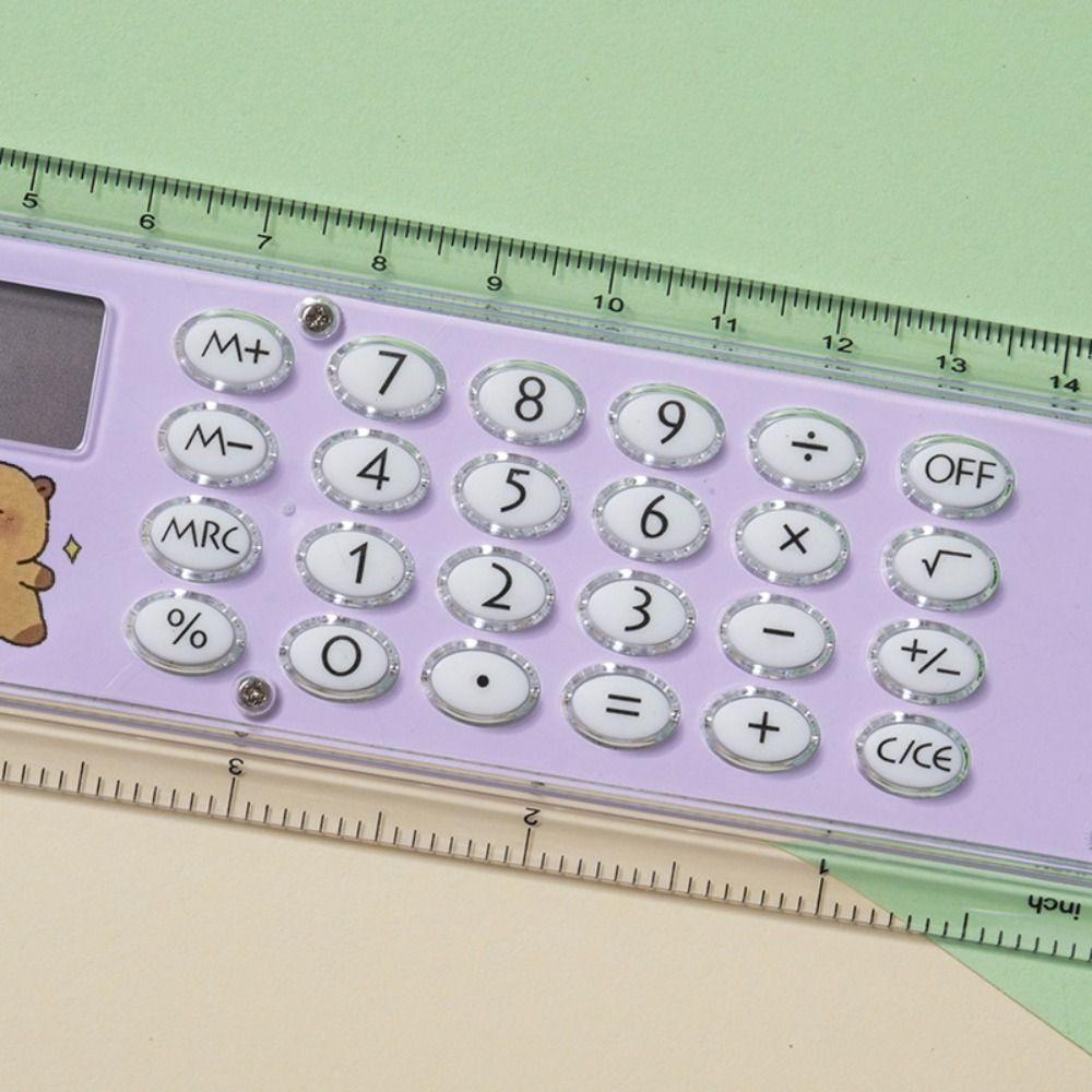 Mini Ruler Calculator 8-digit Measuring Ruler New Straightedge Students